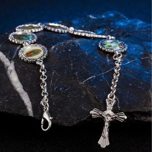 Faith Silver Tone Cross Bracelet